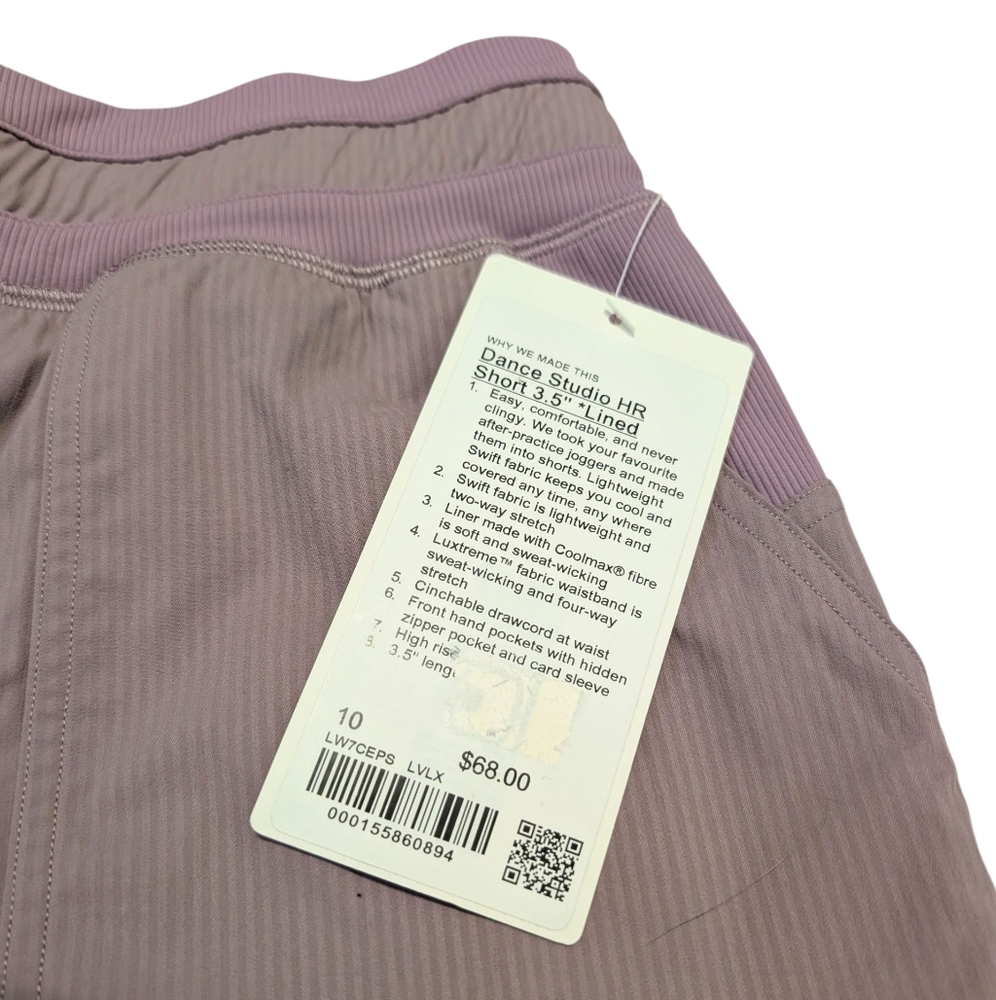 Lululemon Dance Studio High-Rise Short Lined 3.5" Lavender Lux Size 10 NWT - Picture 4 of 10